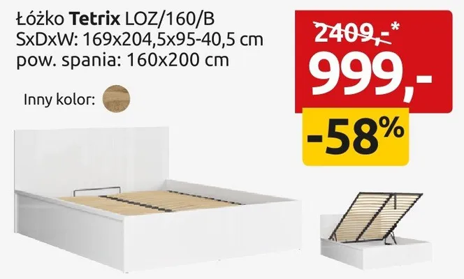 Łóżko Tetrix LOZ/160/B promocja w Black Red White
