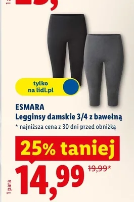 Legginsy damskie 3/4 z bawełną promocja w Lidl