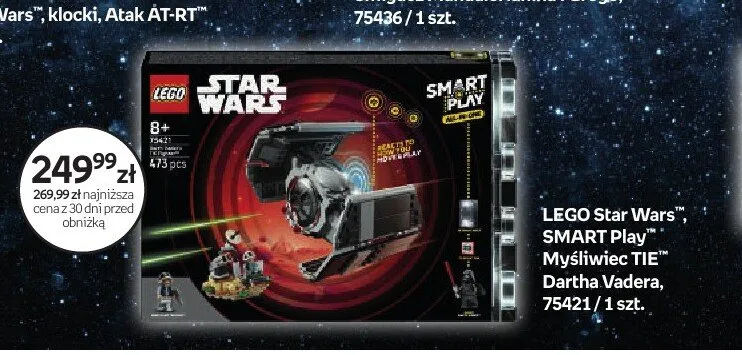 Klocki LEGO Star Wars SMART Play Myśliwiec TIE Dartha Vadera 75421 promocja w Dzień Dziecka
