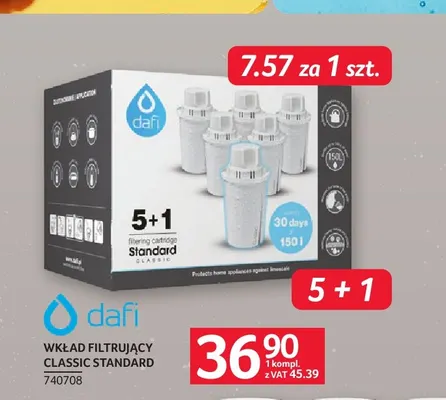 Wkład filtrujący Classic Standard Dafi 6-pak promocja w Selgros