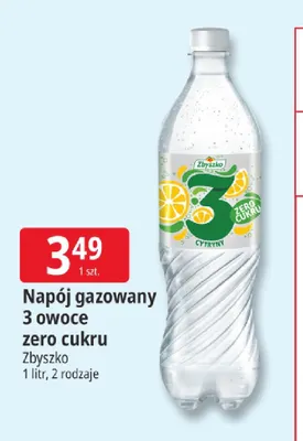 Napój gazowany 3 owoce zero cukru cytryny Zbyszko promocja w Leclerc