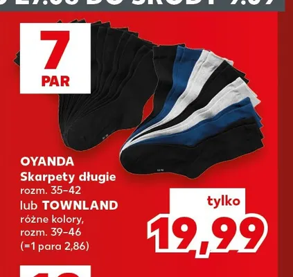 Skarpety długie 7-pak Townland promocja w Kaufland