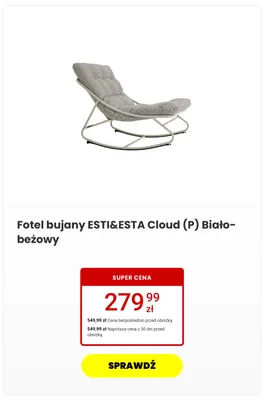 Fotel bujany Esti & Esta Cloud (P) Biało-beżowy promocja w Media Expert
