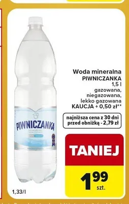 Woda mineralna Piwniczanka gazowana promocja w Carrefour Express