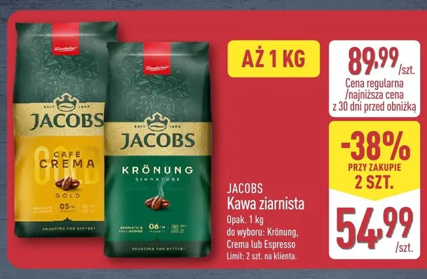 Kawa ziarnista JACOBS Krönung promocja w Aldi