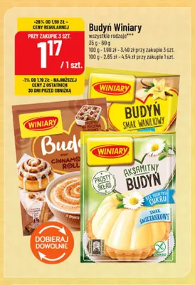 Budyń Winiary aksamitny smak śmietankowy bez dodatku cukru promocja w POLOmarket