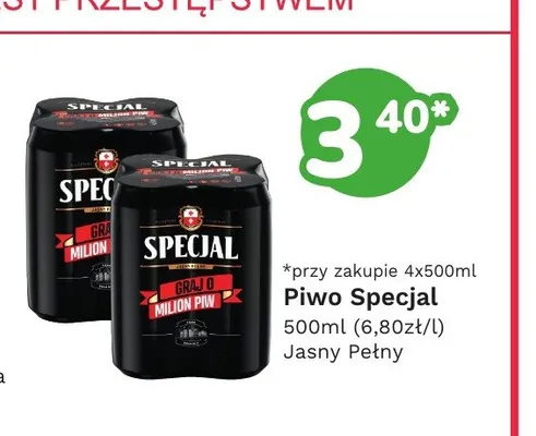 Piwo Specjal Jasny Pełny promocja w Limonka