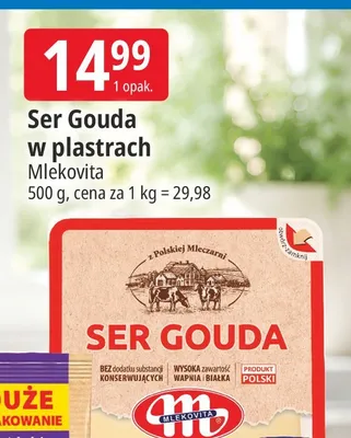 Ser Gouda w plastrach Mlekovita promocja w Leclerc