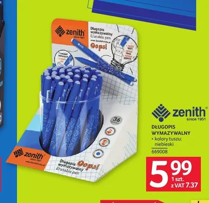 Długopis wymazywalny Zenith Oops! promocja w Selgros