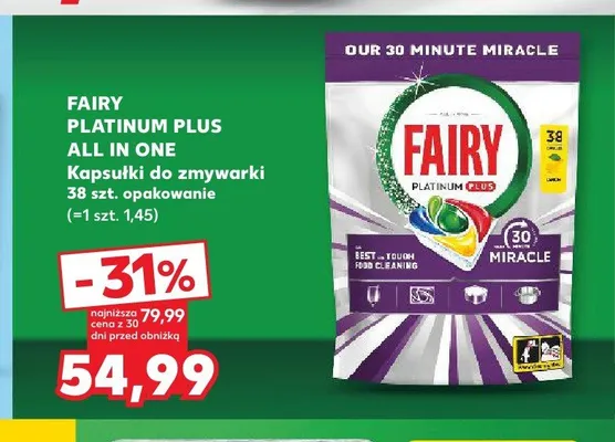 Kapsułki do zmywarki Fairy Platinum Plus All in One promocja w Kaufland