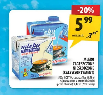 Mleko zagęszczone niesłodzone promocja w Arhelan
