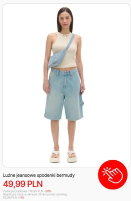 Luźne jeansowe spodenki bermudy Cropp promocja w Cropp