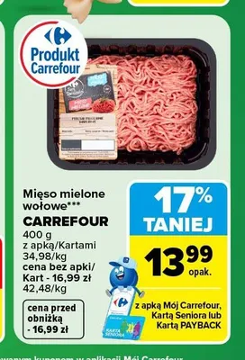 Mięso mielone wołowe Carrefour promocja w Carrefour Market