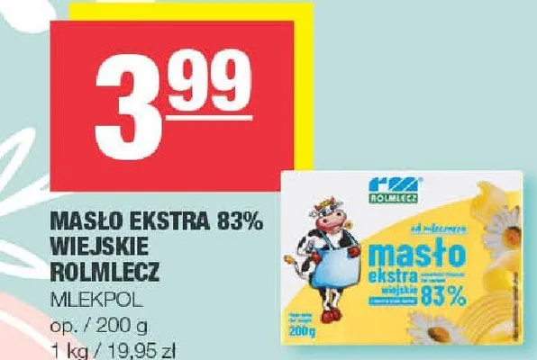 Masło ekstra 83% wiejskie promocja w SPAR