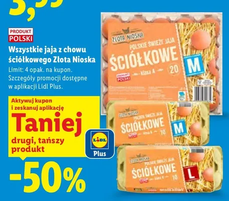 Jaja z chowu ściółkowego Złota Nioska promocja w Lidl