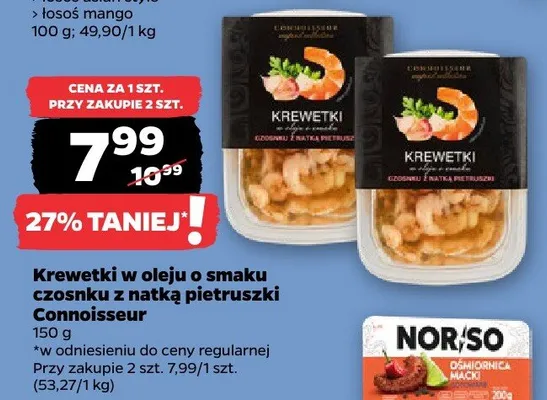 Krewetki w oleju o smaku czosnku z natką pietruszki Connoisseur promocja w Netto