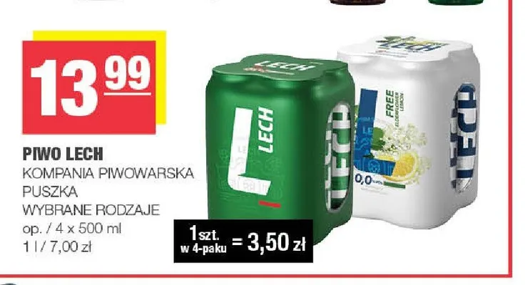 Piwo Lech 4-pak promocja w SPAR