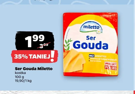Ser gouda w kostce Miletto promocja w Netto