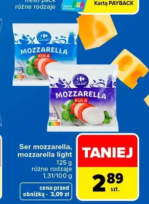Ser mozzarella Kula Light Carrefour Classic promocja w Carrefour Market