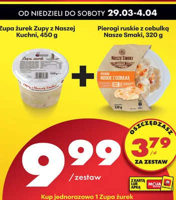 Zestaw: Zupa żurek Biedronka + Pierogi ruskie z cebulką Nasze Smaki promocja w Biedronka