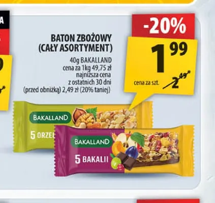 Baton zbożowy 5 orzechów Bakalland promocja w Arhelan