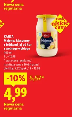 Majonez klasyczny z żółtkami jaj od kur z wolnego wybiegu Kania promocja w Lidl