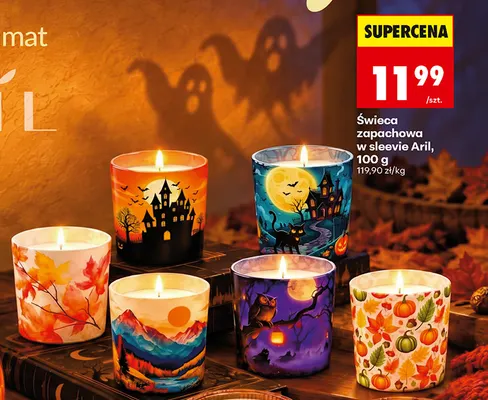 Świeca zapachowa w sleevie Aril promocja w Biedronka
