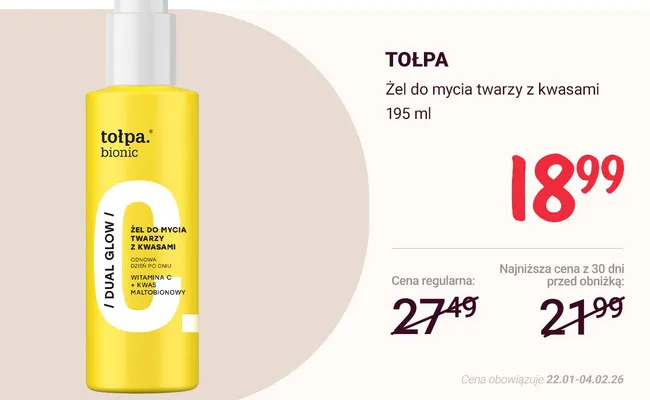 Żel do mycia twarzy z kwasami Dual Glow promocja w Rossmann