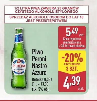 Piwo Peroni Nastro Azzurro promocja w Aldi