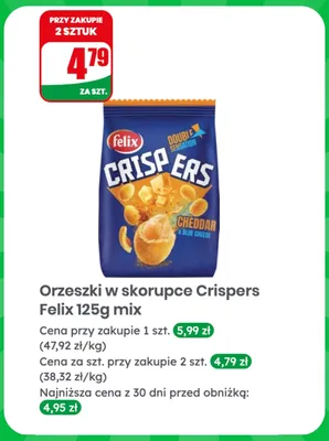 Orzeszki w skorupce Crispers Felix mix promocja w Dino