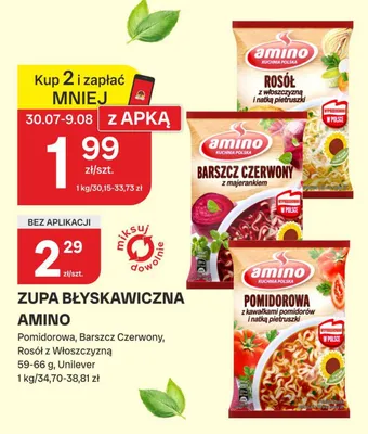 Zupa błyskawiczna Amino Rosół z Włoszczyzną promocja w Chorten