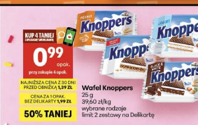 Wafel Knoppers Black & White promocja w Delikatesy Centrum