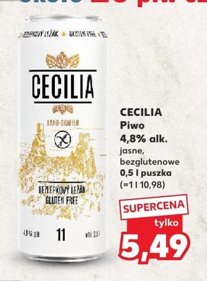 Piwo Cecilia 4,8% alk. jasne bezglutenowe promocja w Kaufland