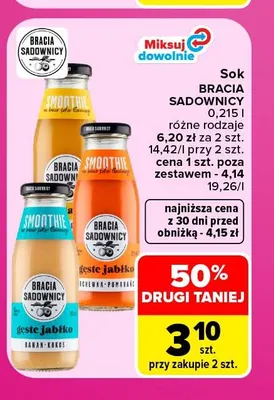 Sok gęste jabłko banan kokos Bracia Sadownicy promocja w Carrefour Market