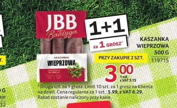 Kaszanka wieprzowa JBB Bałdyga promocja w Selgros