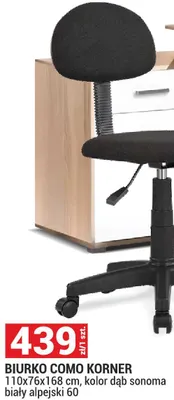 Biurko Como Korner 110x76x168 cm, kolor dąb sonoma biały alpejski 60 promocja w Merkury Market