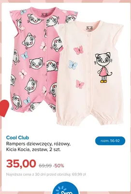 Rampers dziewczęcy Cool Club Kicia Kocia 2-pak promocja w Smyk