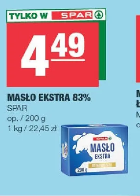 Masło ekstra 83% Spar promocja w SPAR