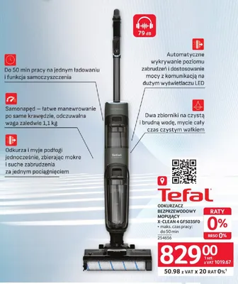 Odkurzacz bezprzewodowy mopujący X-Clean 4 GF5035F0 Tefal promocja w Selgros