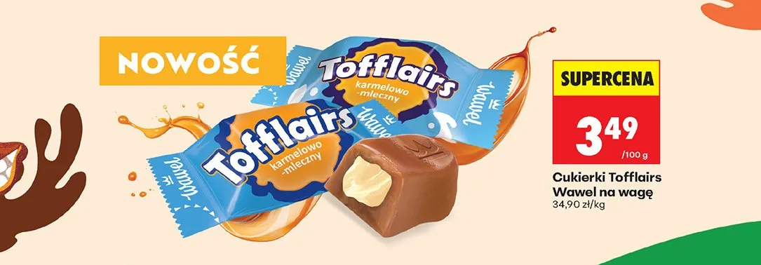 Cukierki Tofflairs karmelowo-mleczny Wawel na wagę promocja w Biedronka