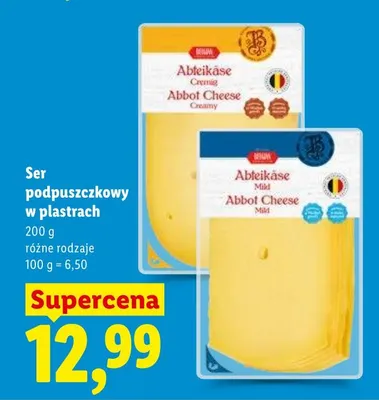 Ser podpuszczkowy w plastrach różne rodzaje promocja w Lidl