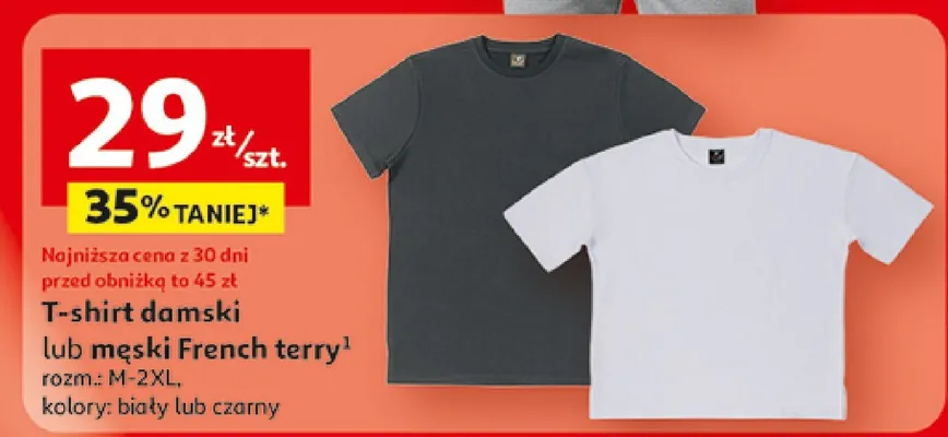 T-shirt damski lub męski French Terry promocja w Auchan