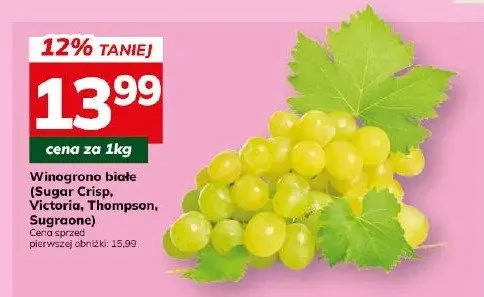 Winogrona białe Sugar Crisp, Victoria, Thompson, Sugraone promocja w Hitpol