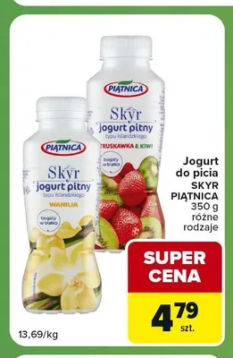 Jogurt do picia Skyr wanilia Piątnica promocja w Carrefour Express