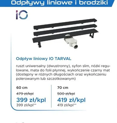 Odpływ liniowy IO TARVAL 60 cm promocja w Blu Salony Łazienek