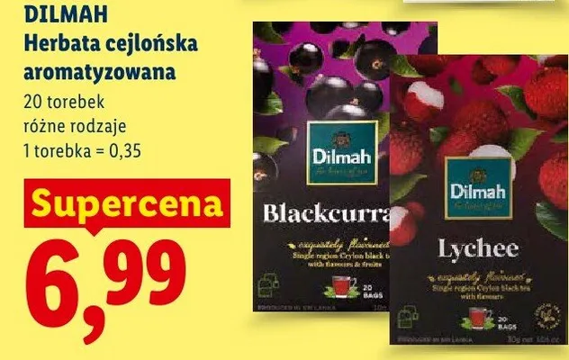 Herbata cejlońska aromatyzowana Dilmah Lychee promocja w Lidl