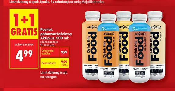 Posiłek pełnowartościowy Aktiplus Vanilla promocja w Biedronka