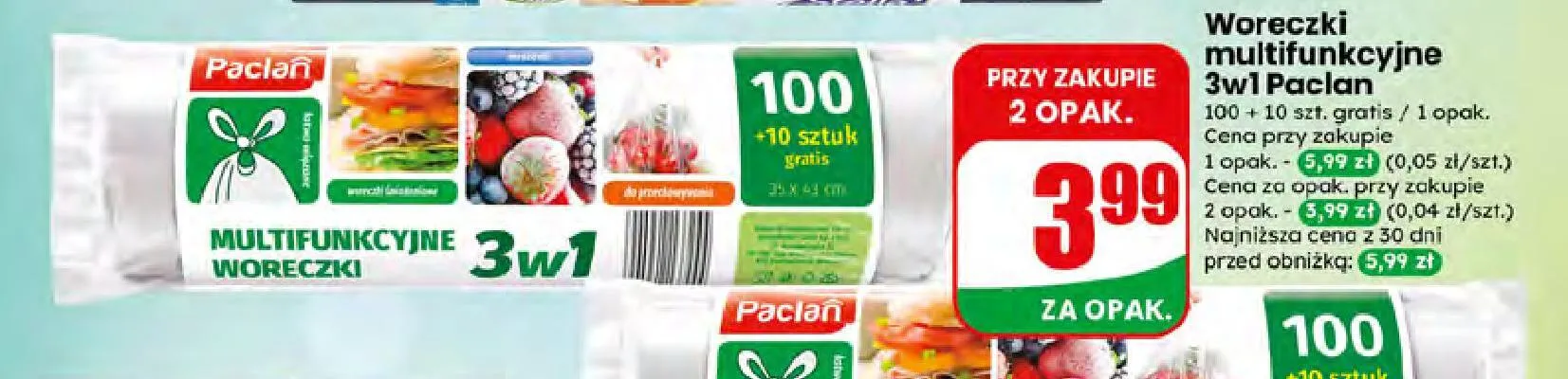 Woreczki multifunkcyjne 3w1 Paclan promocja w Dino