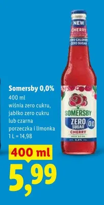 Piwo bezalkoholowe Somersby 0,0% wiśnia zero cukru promocja w Lidl