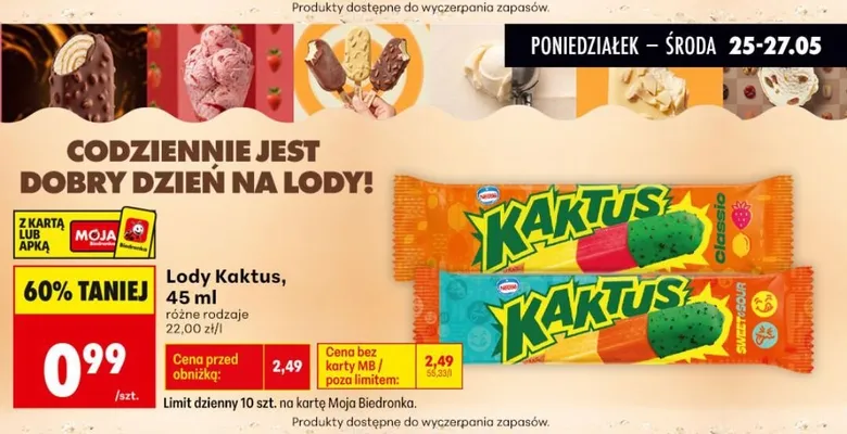 Lody Kaktus classic promocja w Biedronka